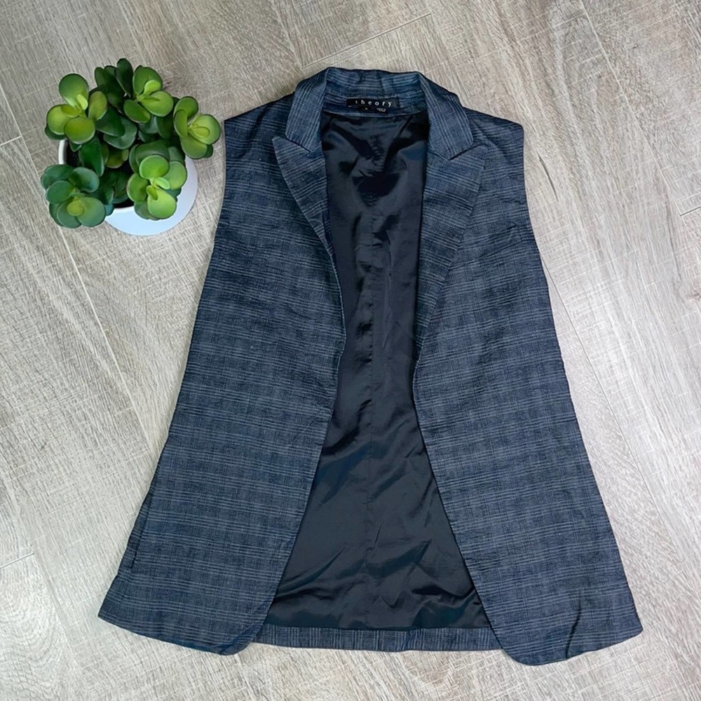 Theory Gray Plaid Vest